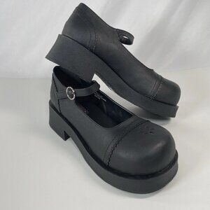 Demonia CRUX-07 Black Patent Mary Jane Platform Goth Punk Shoes Size US 10